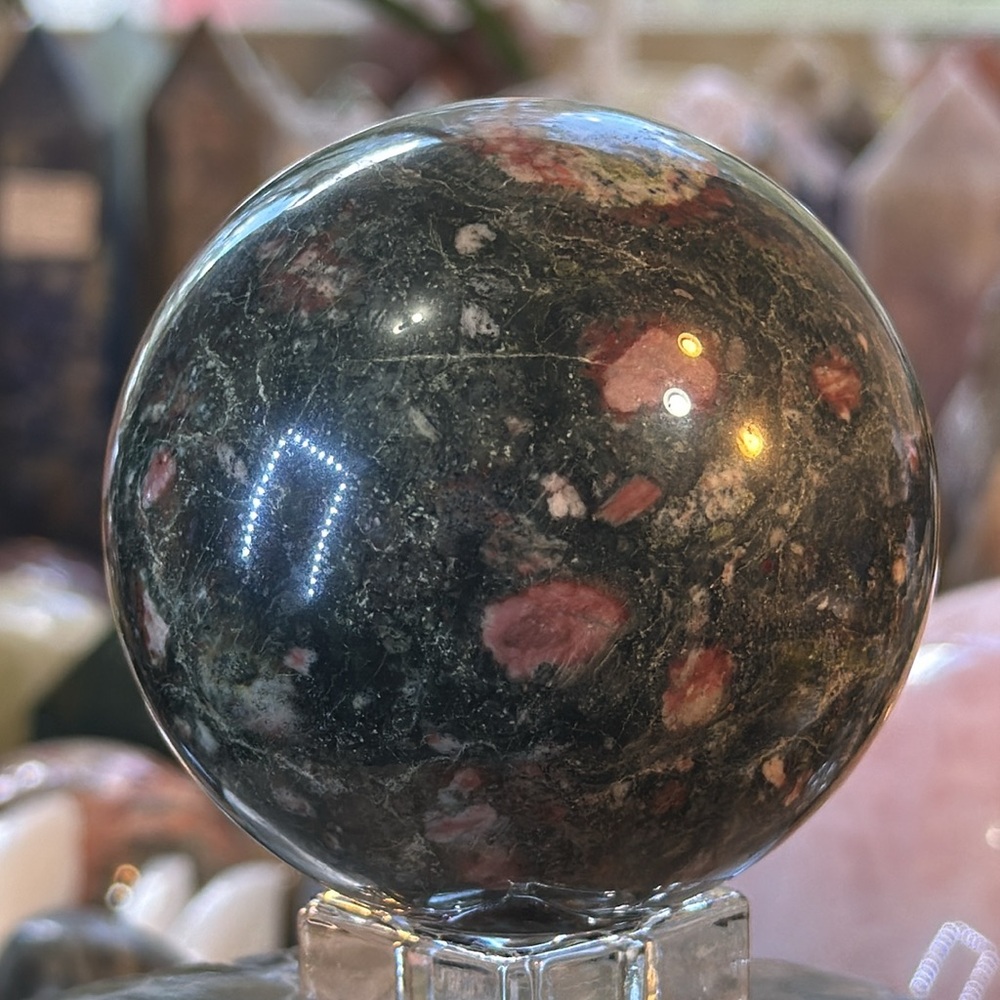 Rhodonite Crystal Sphere! - Picture 4 of 6